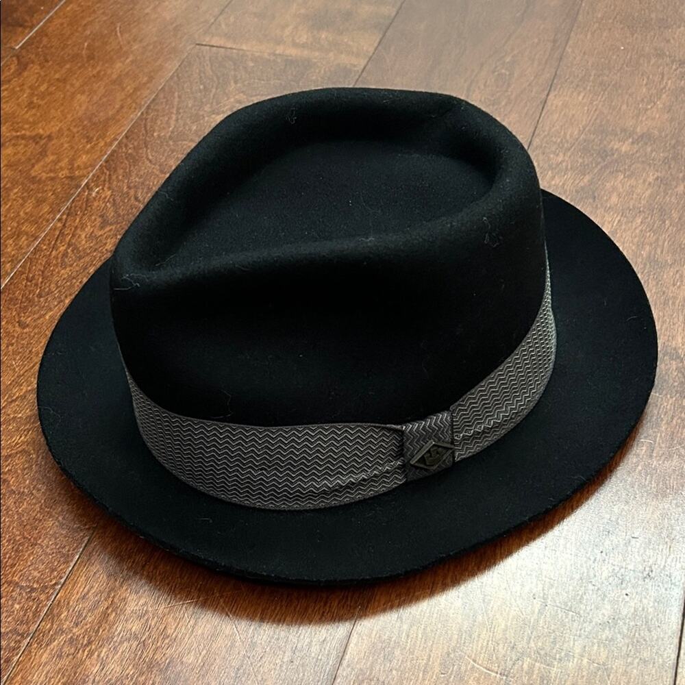 Goorin Bros Griffin Tear-Drop Crown Fedora 100% Wool Black Hat, Size Large